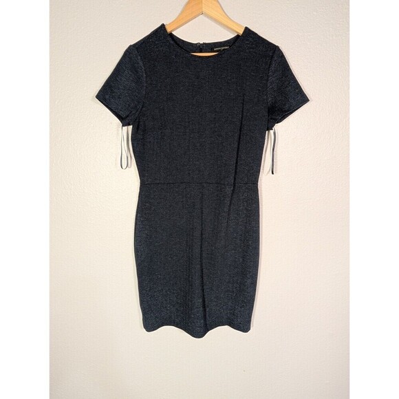 NWOT Banana Republic Dark Navy Blue Herringbone Stretch Sheath Dress 8 Office 93 - Picture 1 of 7